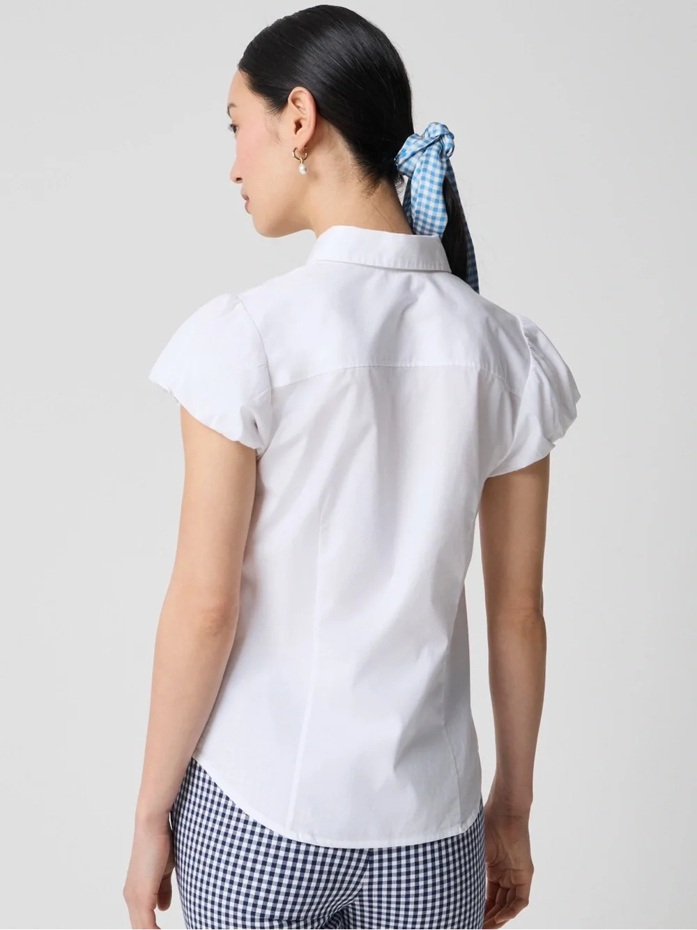 NWOT J.Crew White Puff Sleeve Button-Up Cotton Blouse Approx Size L